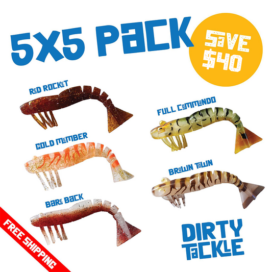 Bulk Buy 5 Packs of 5 Soft Plastic Prawns