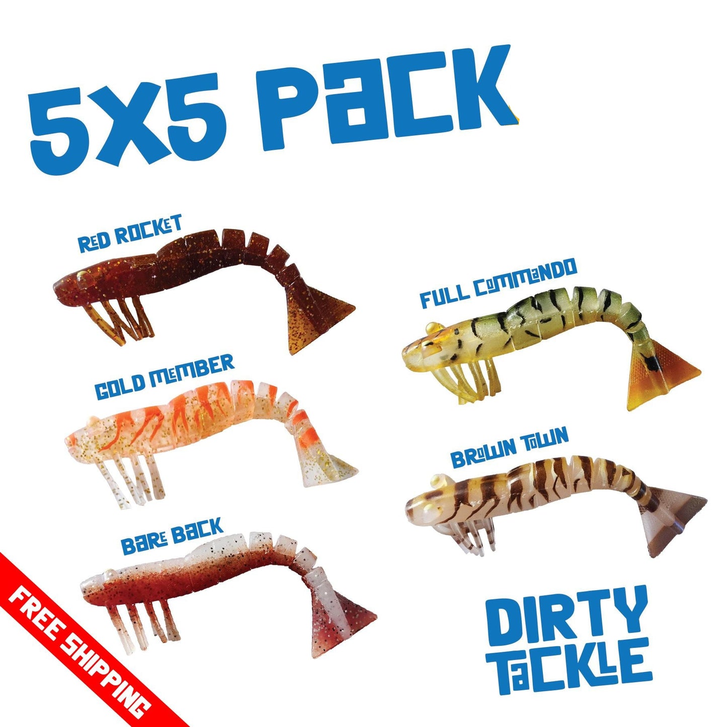 Bulk Buy 5 Packs of 5 Soft Plastic Prawns