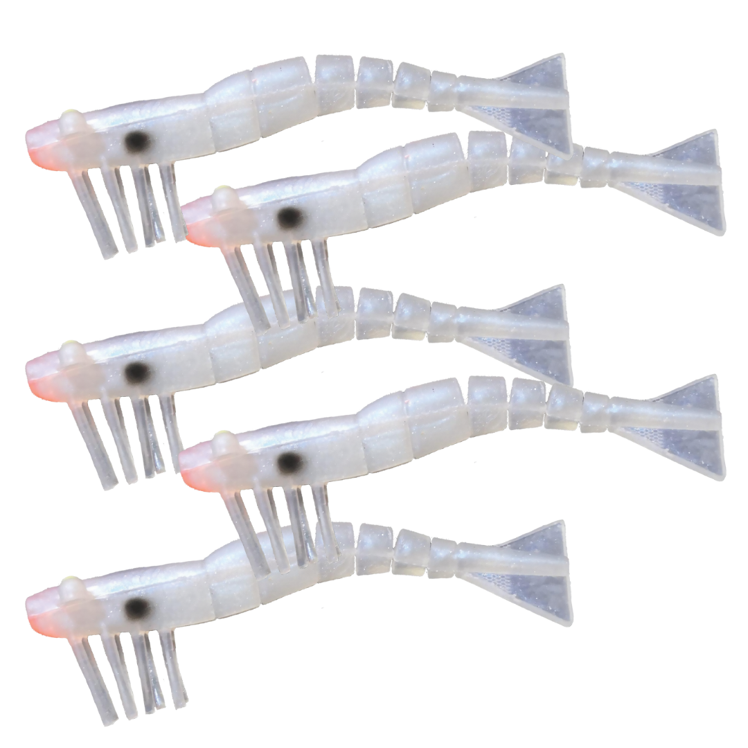 The Money Shot - Pack of 5 x 120mm/4.75" Soft Plastic Prawns (soc)