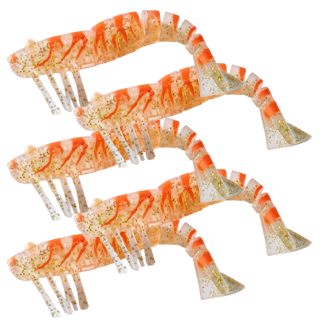 Gold Member - Pack of 5 x 120mm/4.75" Soft Plastic Prawns