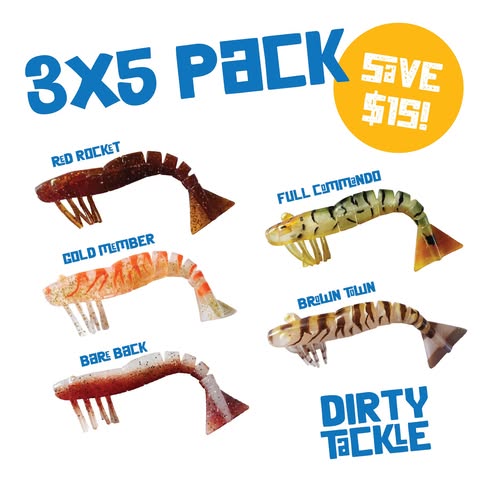 Bulk Buy 3 Packs of 5 Soft Plastic Prawns
