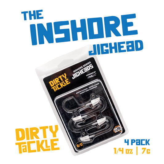 Dirty Tackle Inshore Series Jig Heads 4 Pack | BKK Jig Heads for 4–5" Soft Plastics