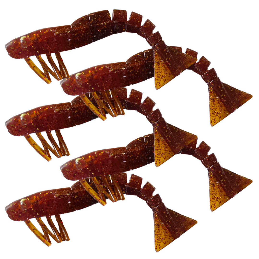 Red Rocket - Pack of 5 x 120mm/4.75" Soft Plastic Prawns