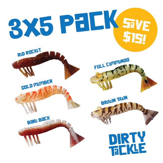 Bulk Buy 3 Packs of 5 Soft Plastic Prawns and SAVE $15!