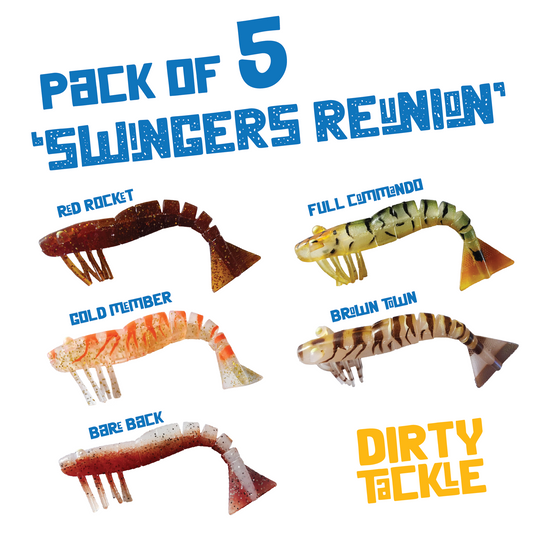 "Swingers Reunion" - Pack of 5 x 120mm/4.75" Soft Plastic Prawns