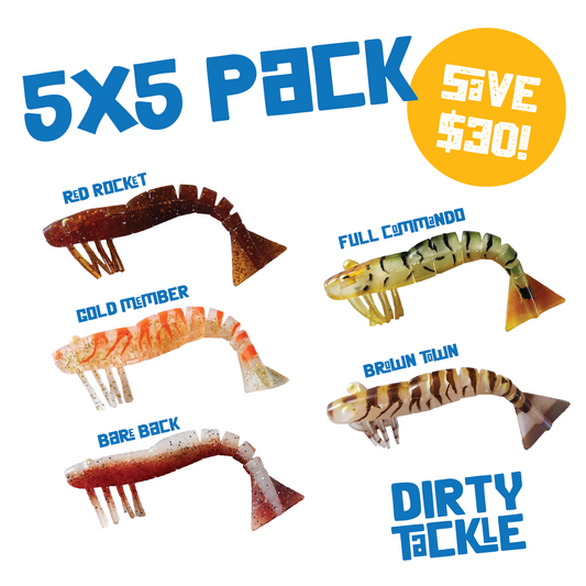 Bulk Buy 5 Packs of 5 Soft Plastic Prawns and SAVE $30!