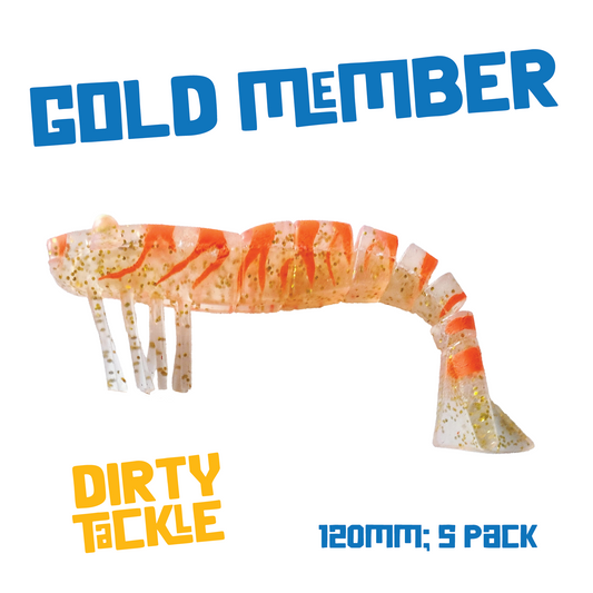 Gold Member - Pack of 5 x 120mm/4.75" Soft Plastic Prawns