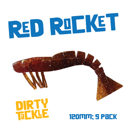 Red Rocket - Pack of 5 x 120mm/4.75" Soft Plastic Prawns